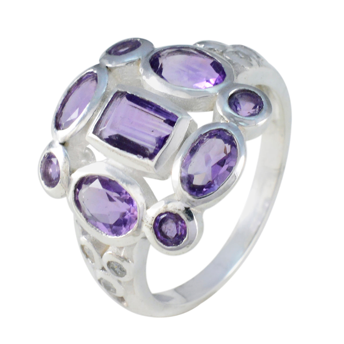 Emily Signet Purple Navratna Ring