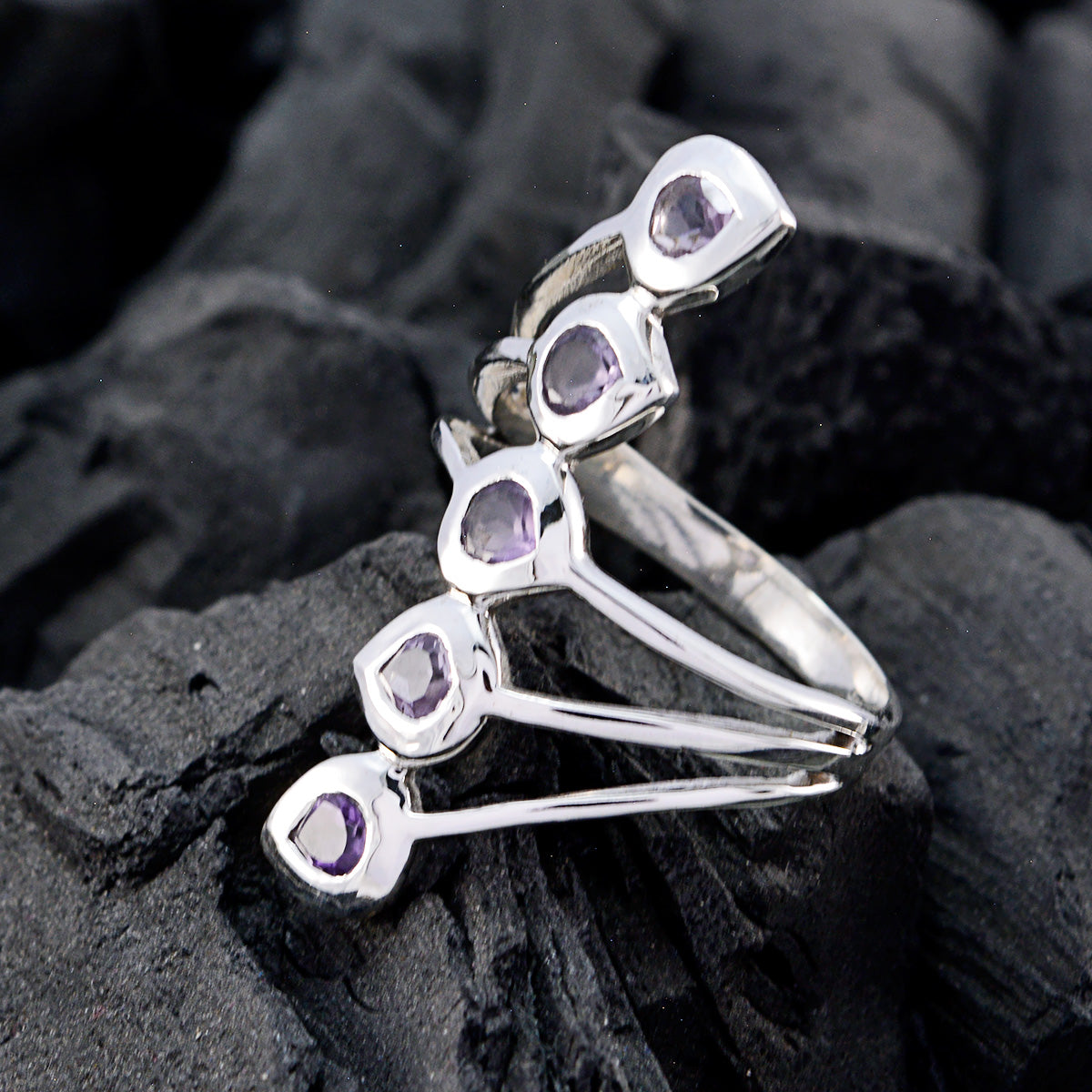 Tereza Abstract Purple Penta Ring