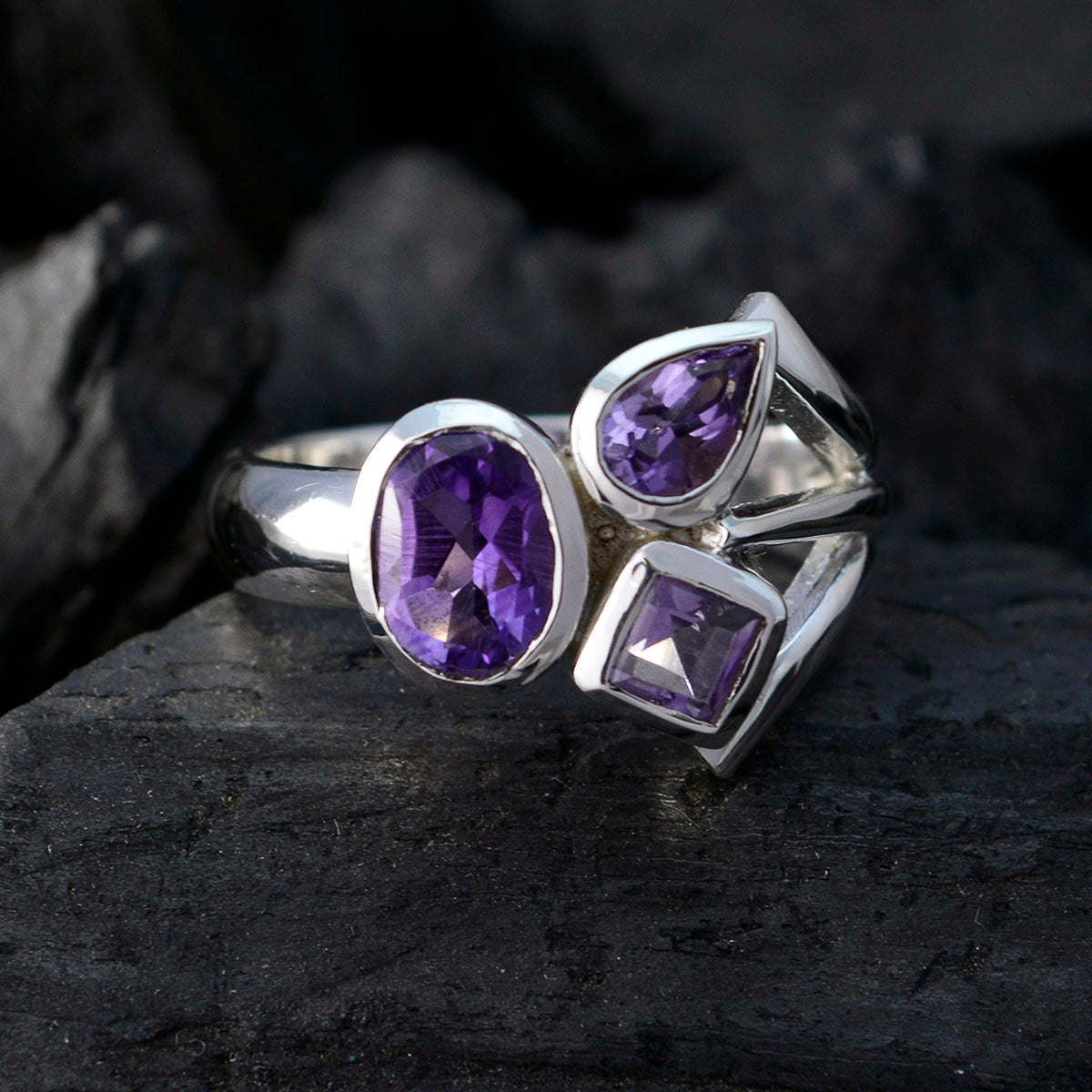 Saanvi Romantic Purple Trilogy Ring