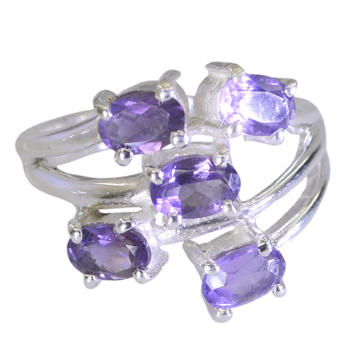 Amelia Graceful Purple Penta Ring Amethyst Purple