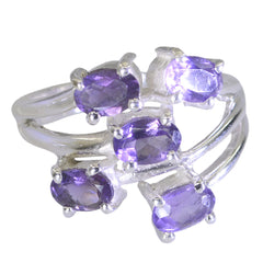 Amelia Graceful Purple Penta Ring Amethyst Purple