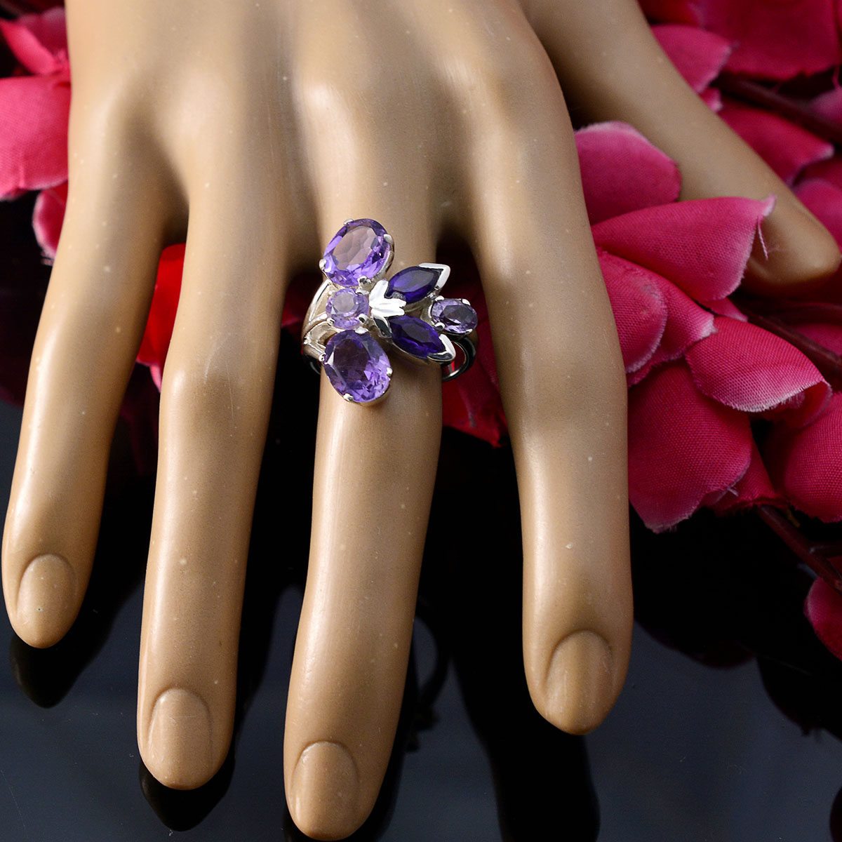 Ayesha Modern Purple Hexa Ring