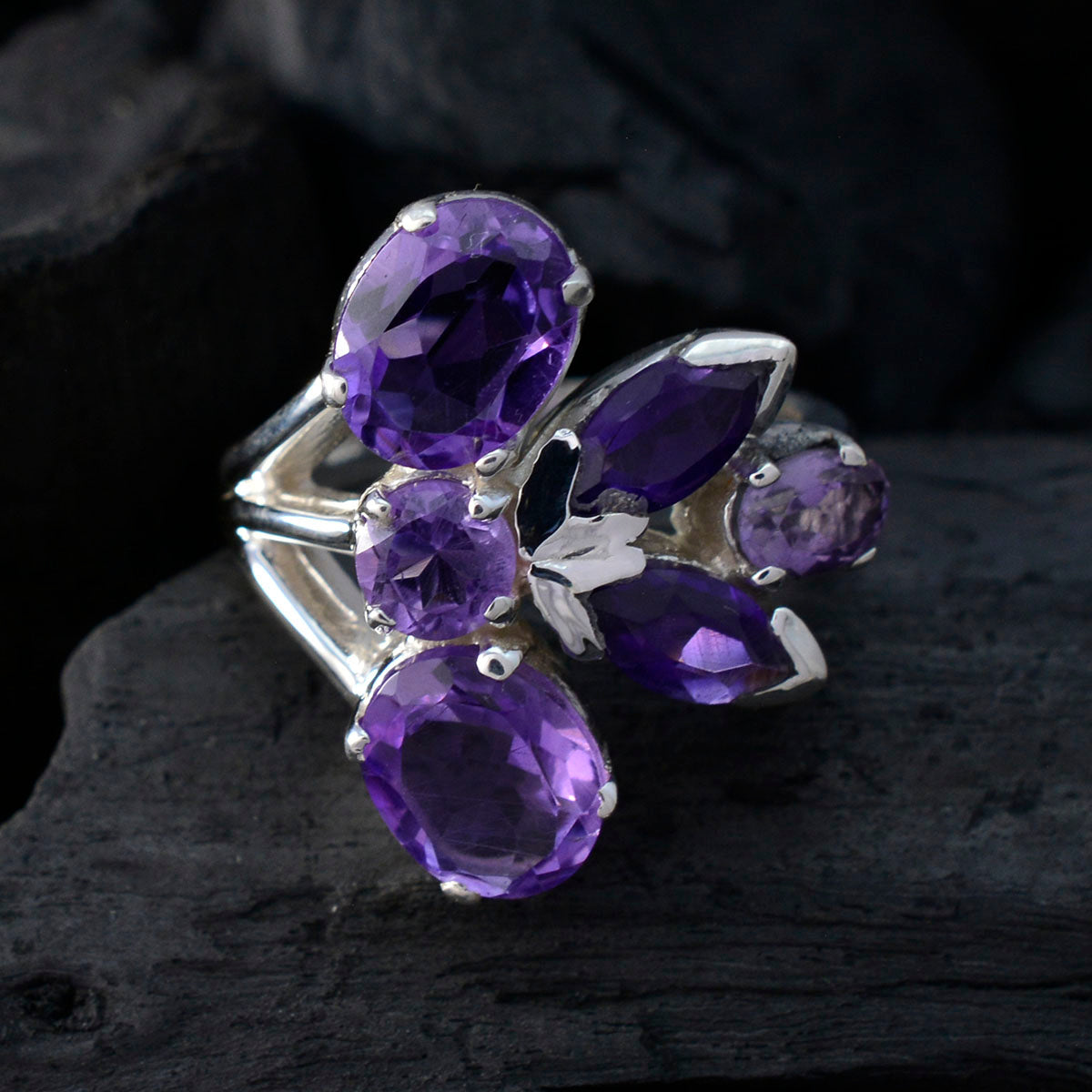 Ayesha Modern Purple Hexa Ring