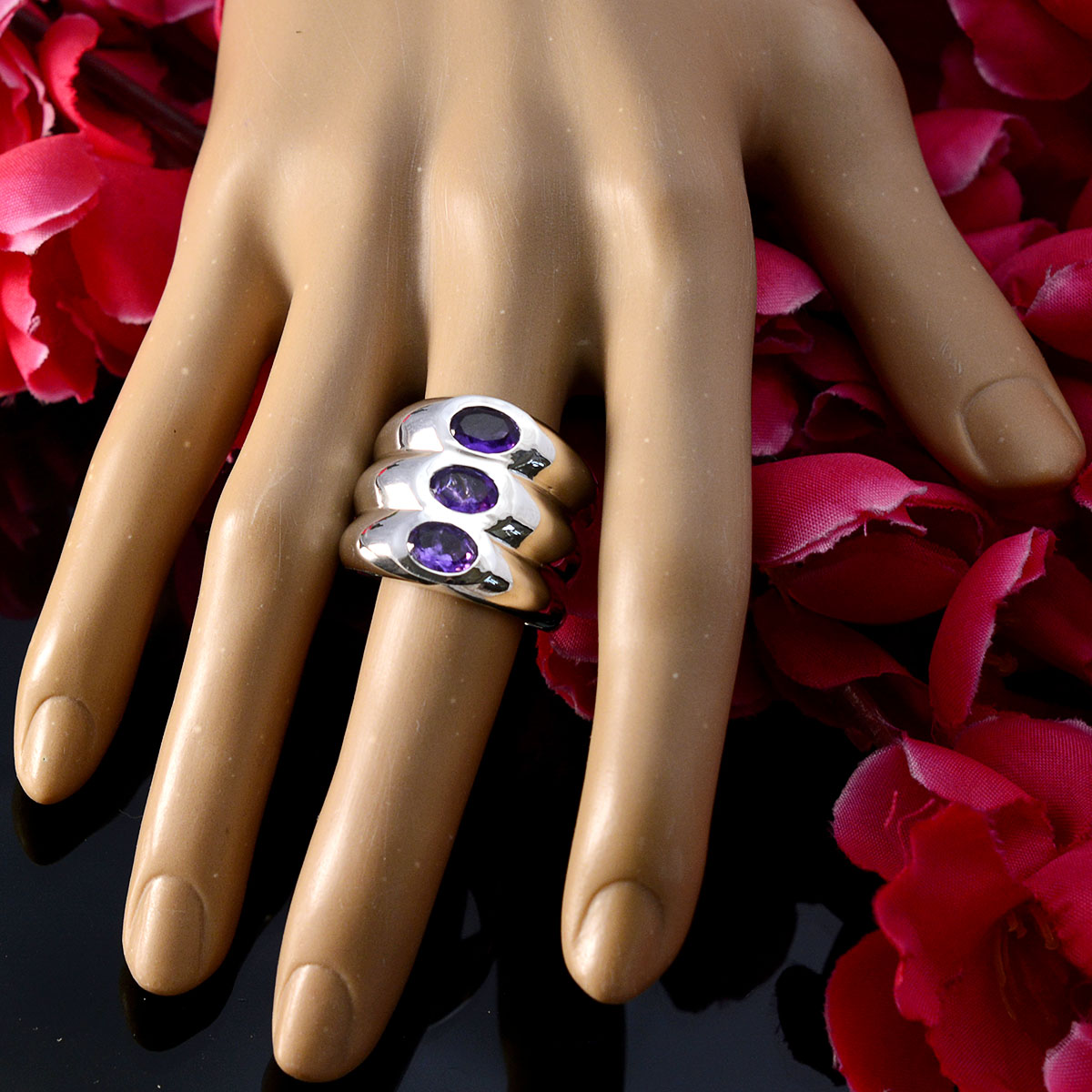 Emily Modern Purple Trilogy Ring