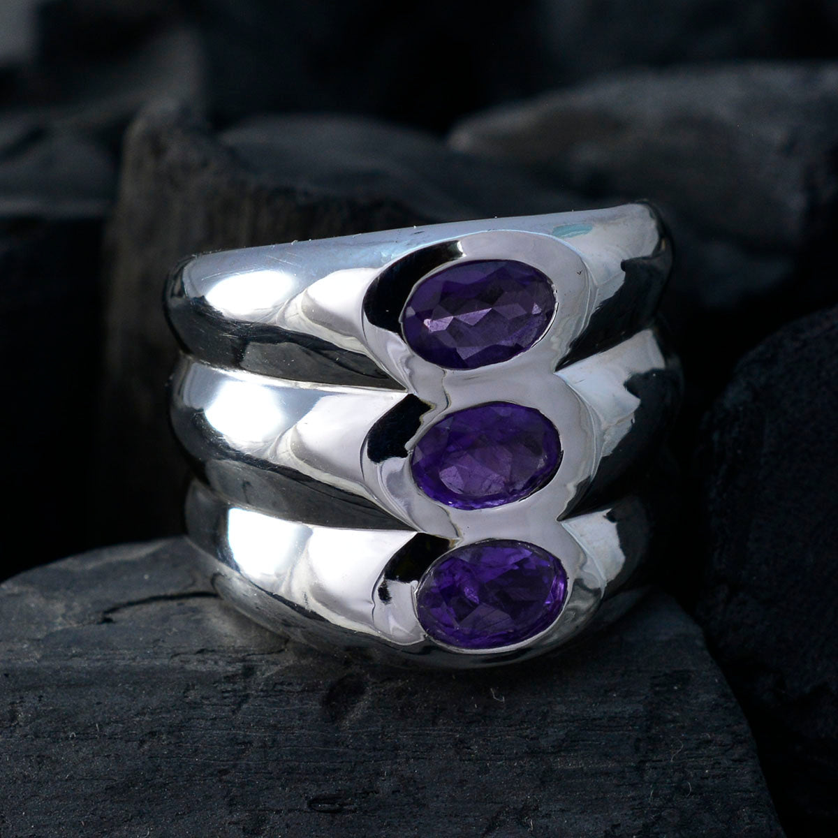 Emily Modern Purple Trilogy Ring
