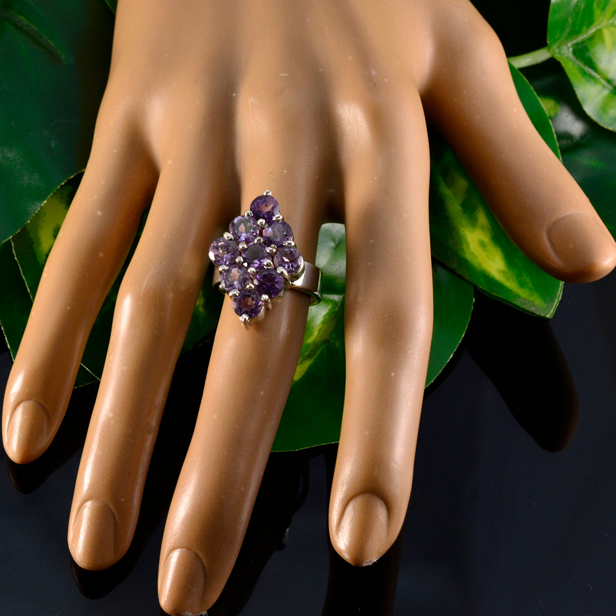 Penelope Contemporary Purple Navratna Ring