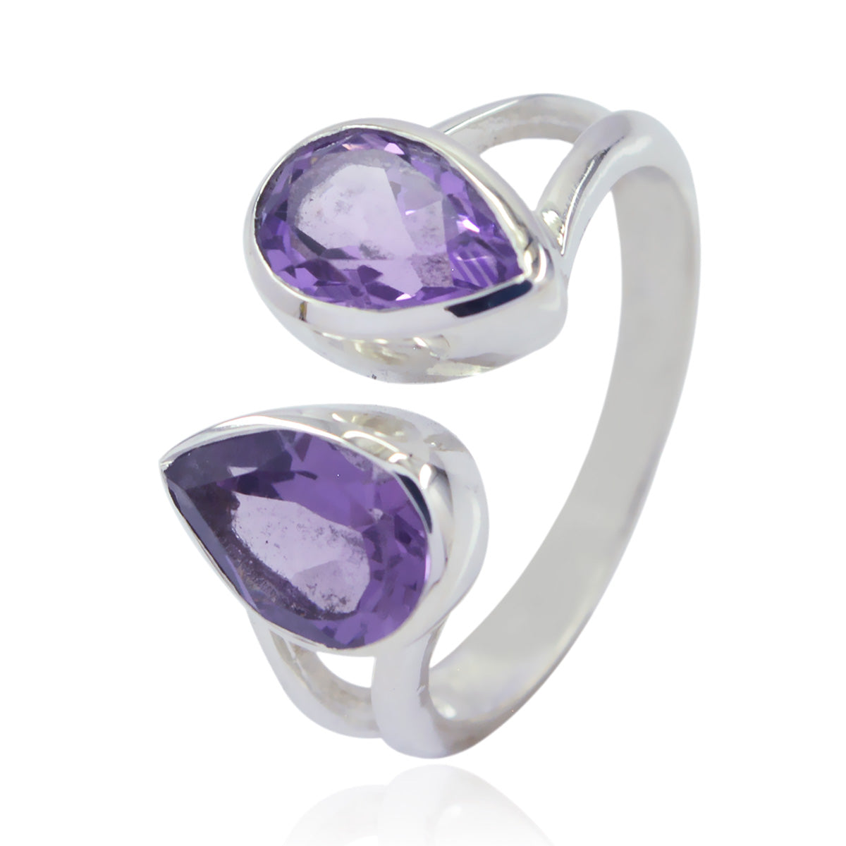 lara Trendy Purple Toi et Moi Ring