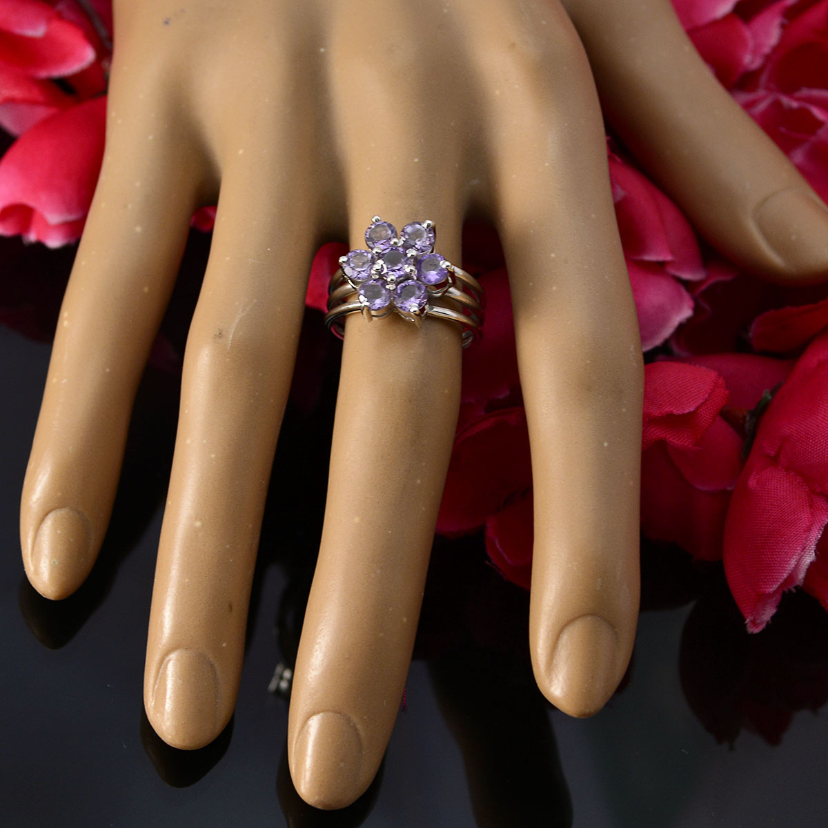 Alejandra Floral Purple Hepta Ring