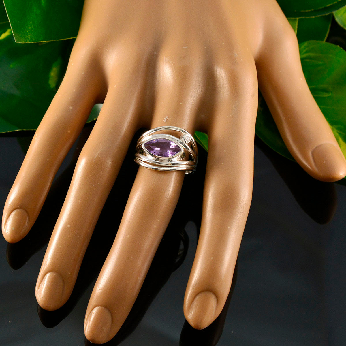 Sofia Contemporary Purple Toi et Moi Ring