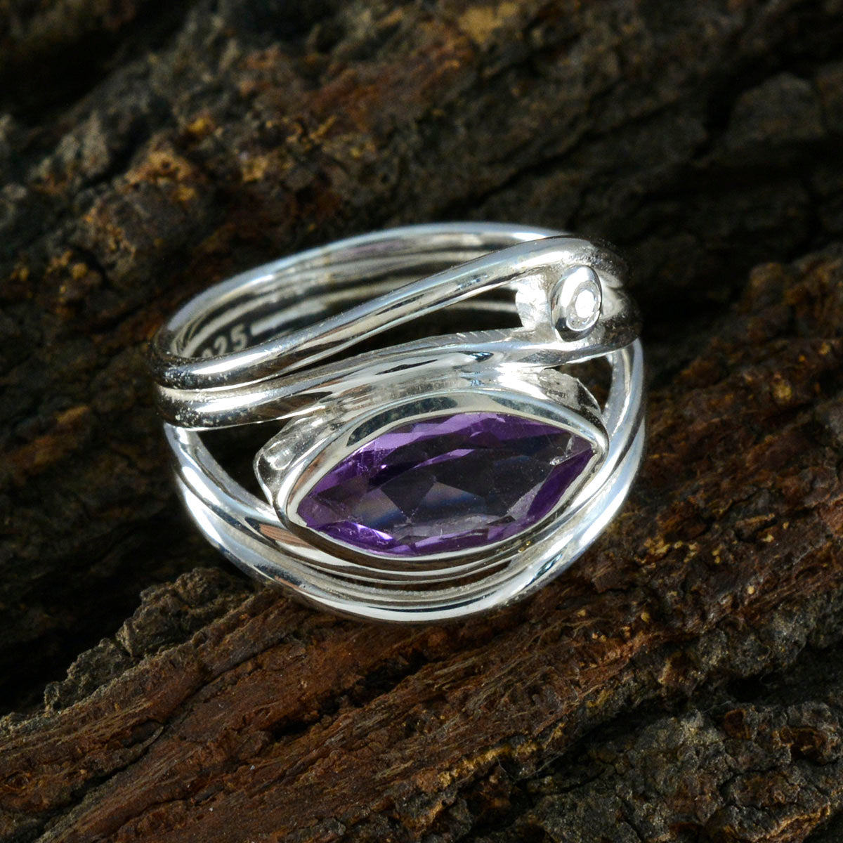 Sofia Contemporary Purple Toi et Moi Ring