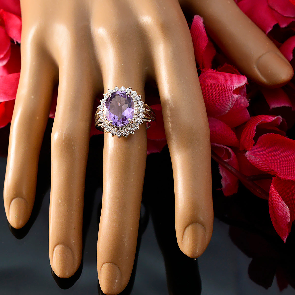 Lakshmi Signet Purple Halo Ring