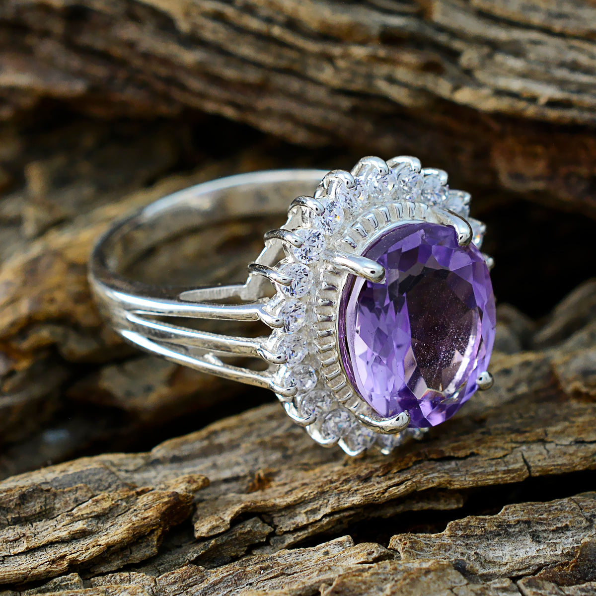 Lakshmi Signet Purple Halo Ring