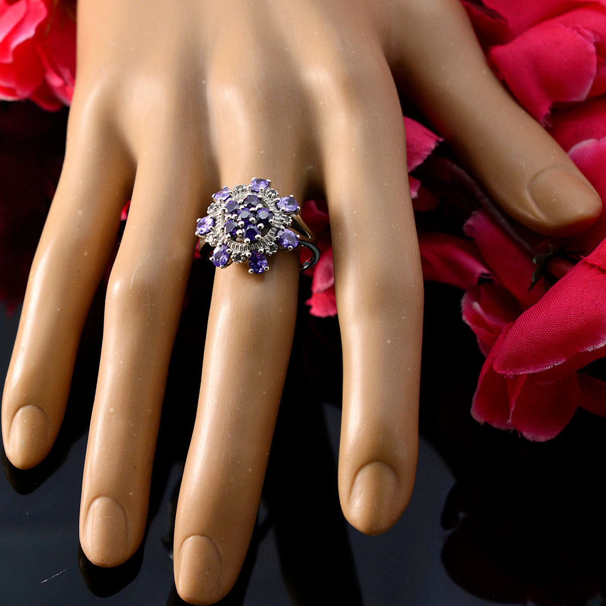 Micaela Abstract Purple multiple Ring