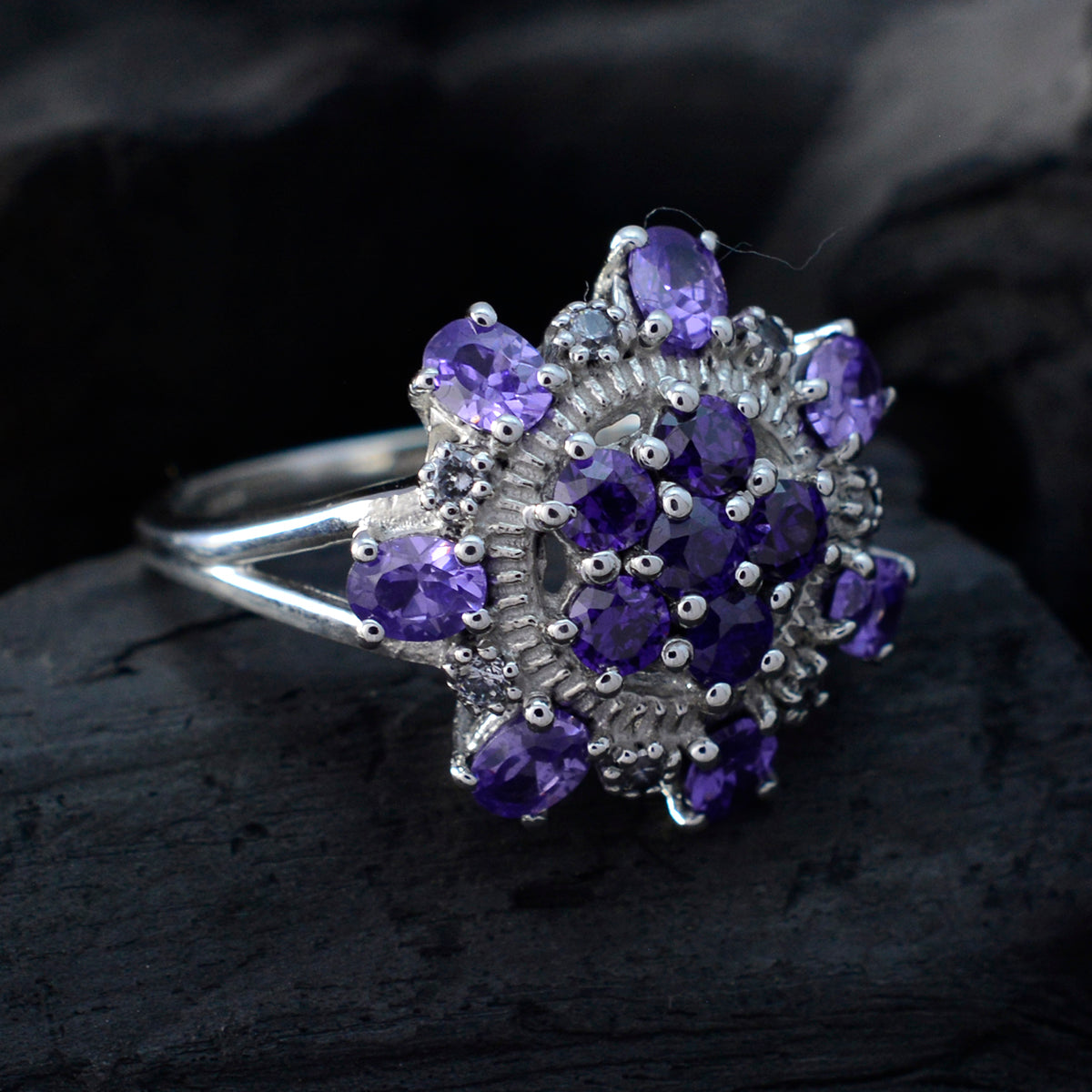 Micaela Abstract Purple multiple Ring