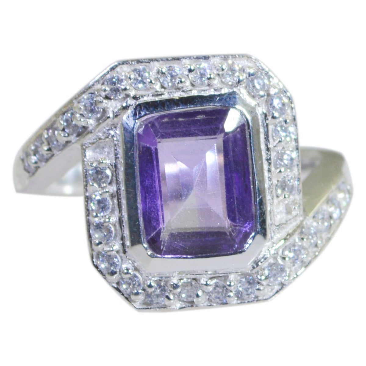 Milagros Modern Purple Halo Ring