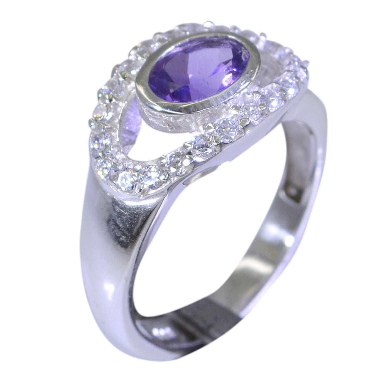 Yuna Feminine Purple Halo Ring Amethyst Purple
