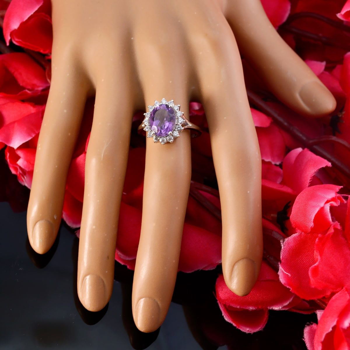 Lakshmi Abstract Purple Halo Ring