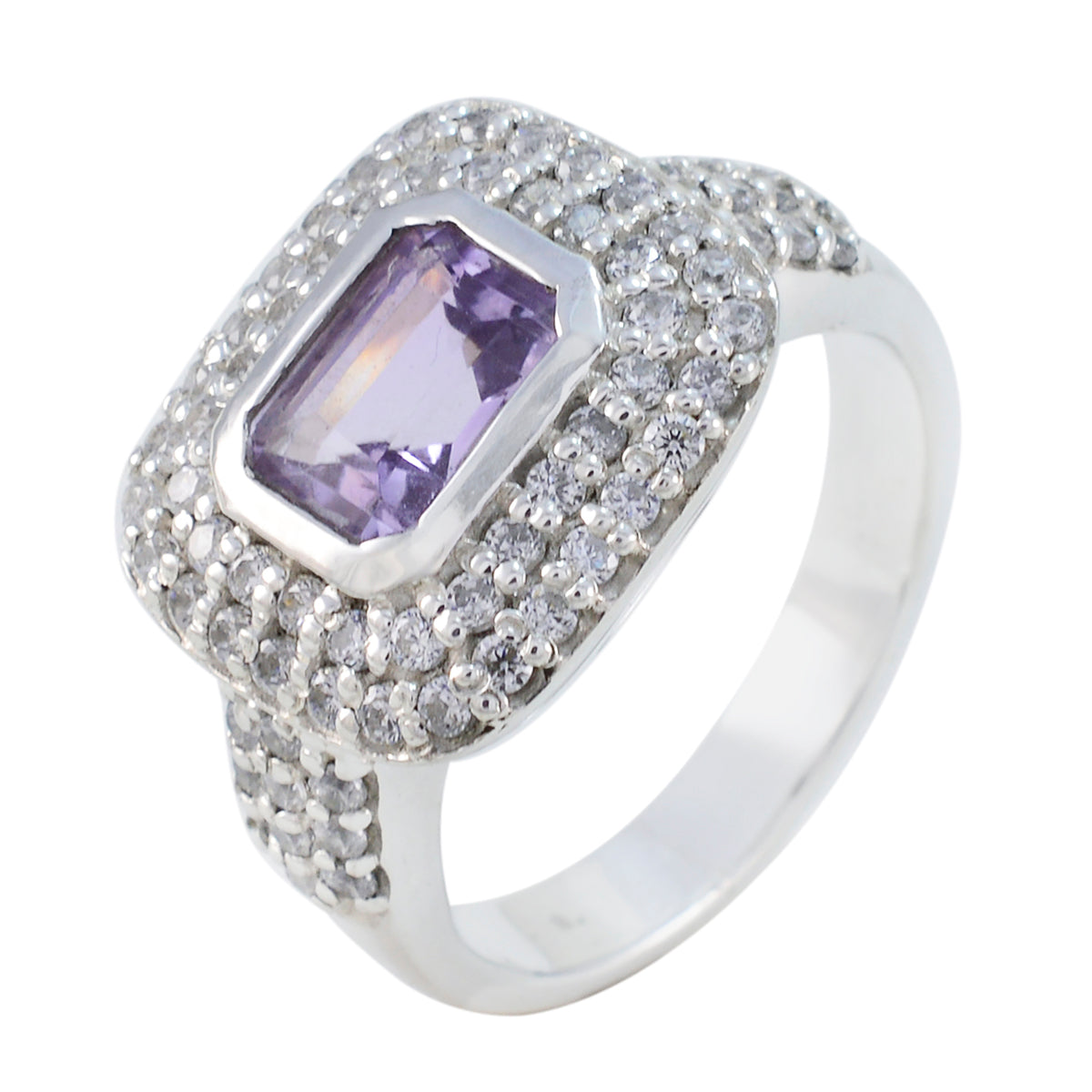 Marie Trendy Purple Halo Ring Amethyst Purple