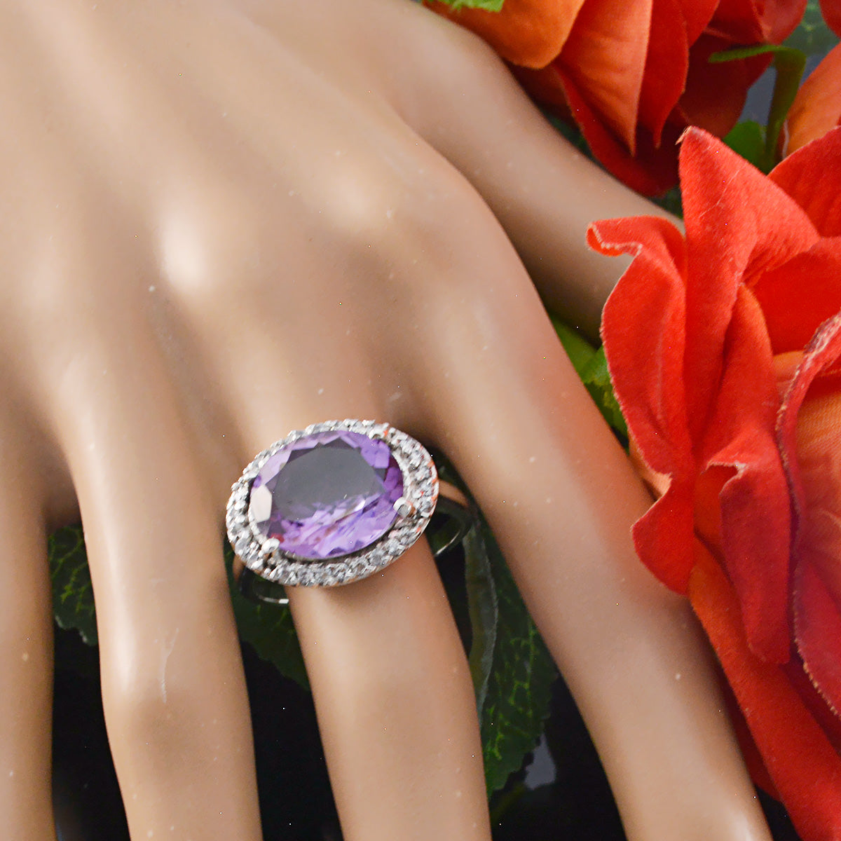 Sarah Trendy Purple Halo Ring