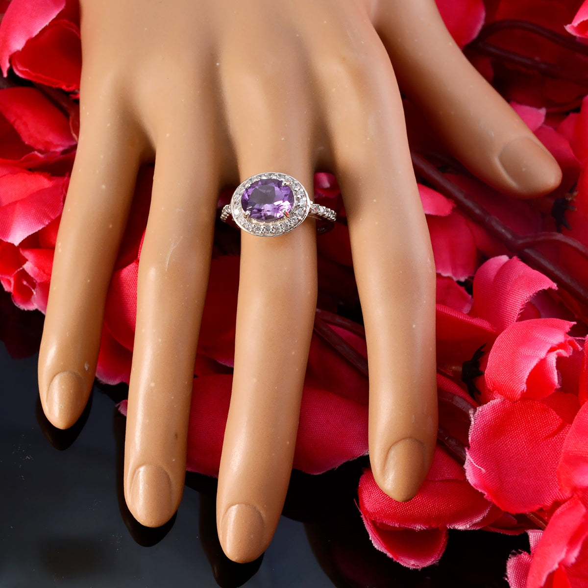 Yasmin Contemporary Purple Halo Ring