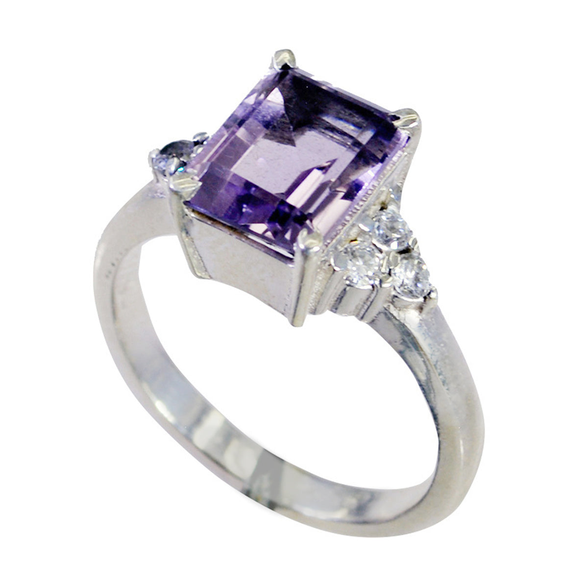 Aaliyah Contemporary Purple Halo Ring Amethyst Purple