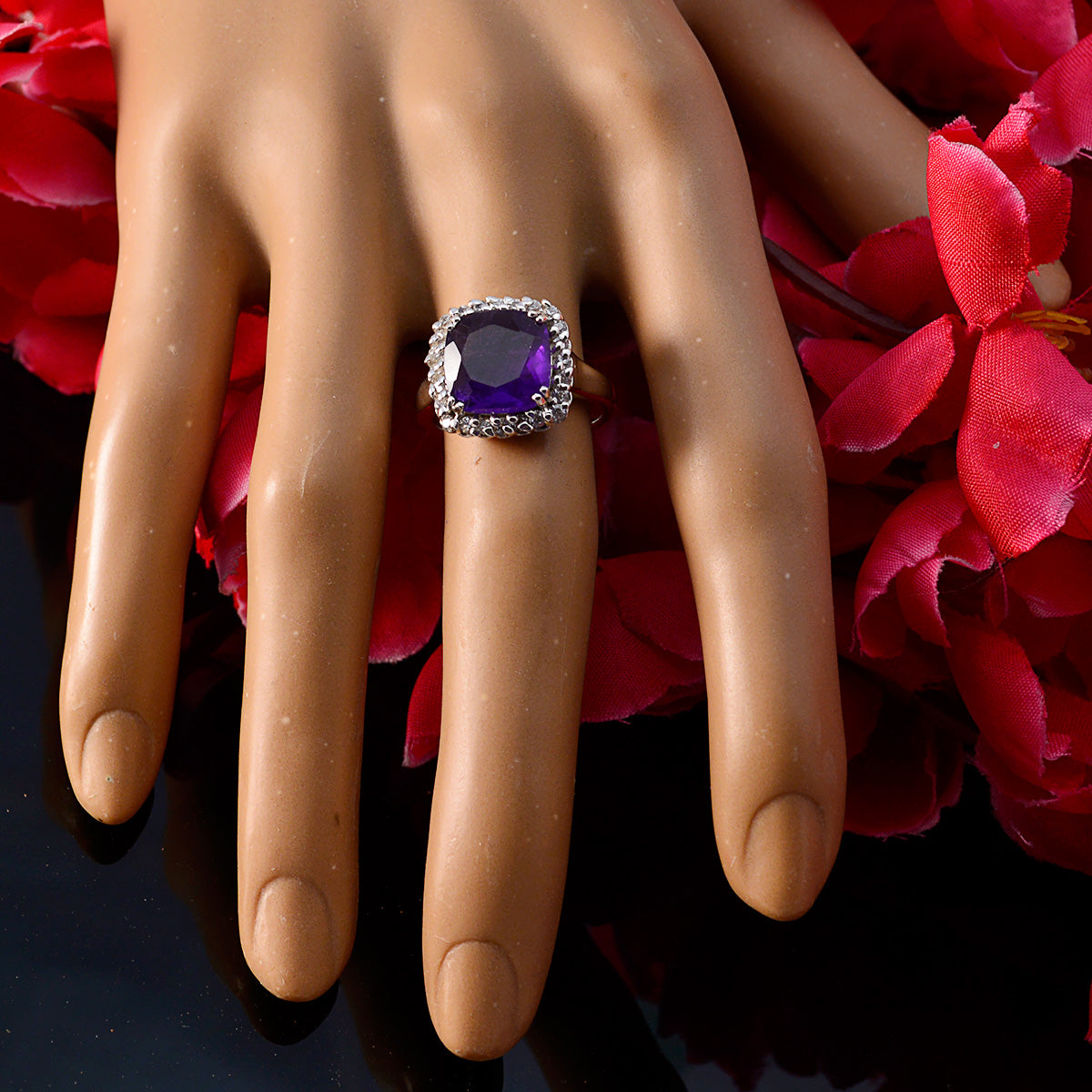 Priya Sophisticated Purple Halo Ring