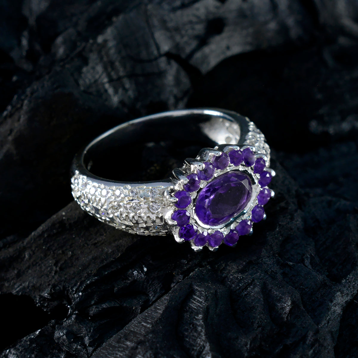 Ava Feminine Purple Halo Ring