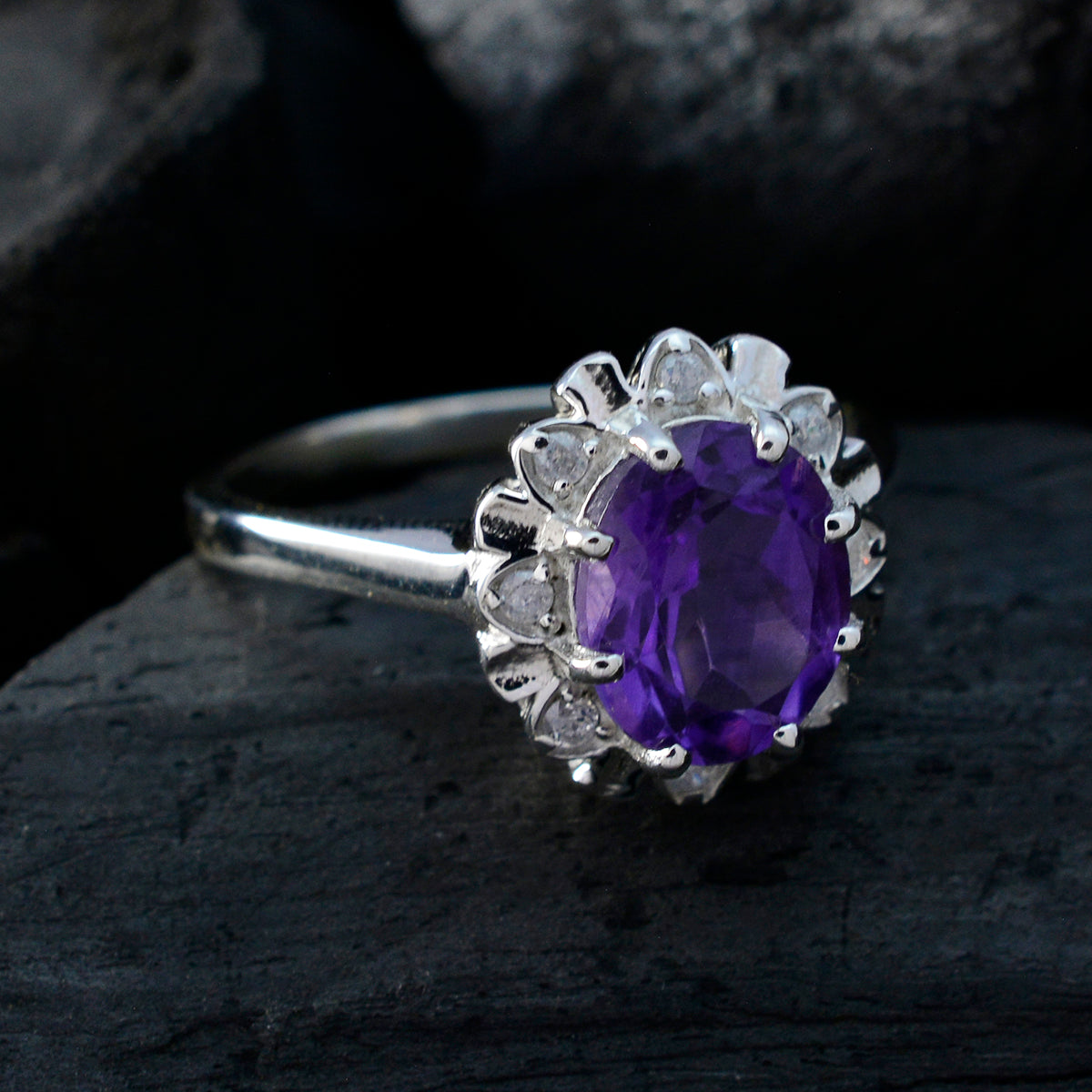Ananya Boho Purple Halo Ring