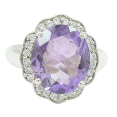 Greta Modern Purple Halo Ring Amethyst Purple