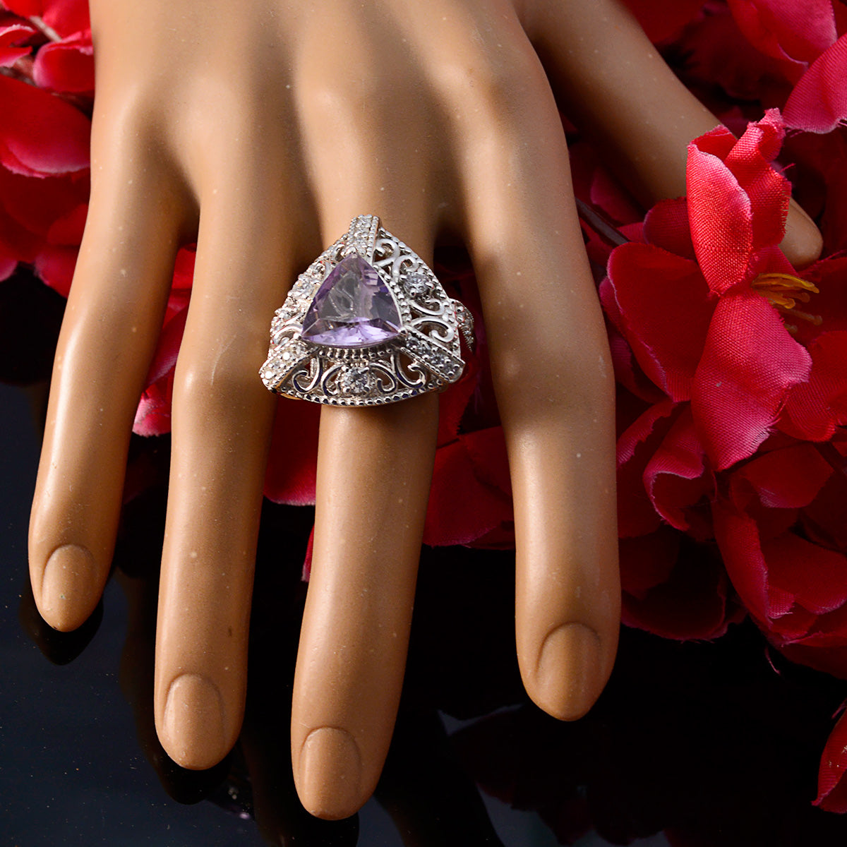 Clara Filigree Purple Halo Ring