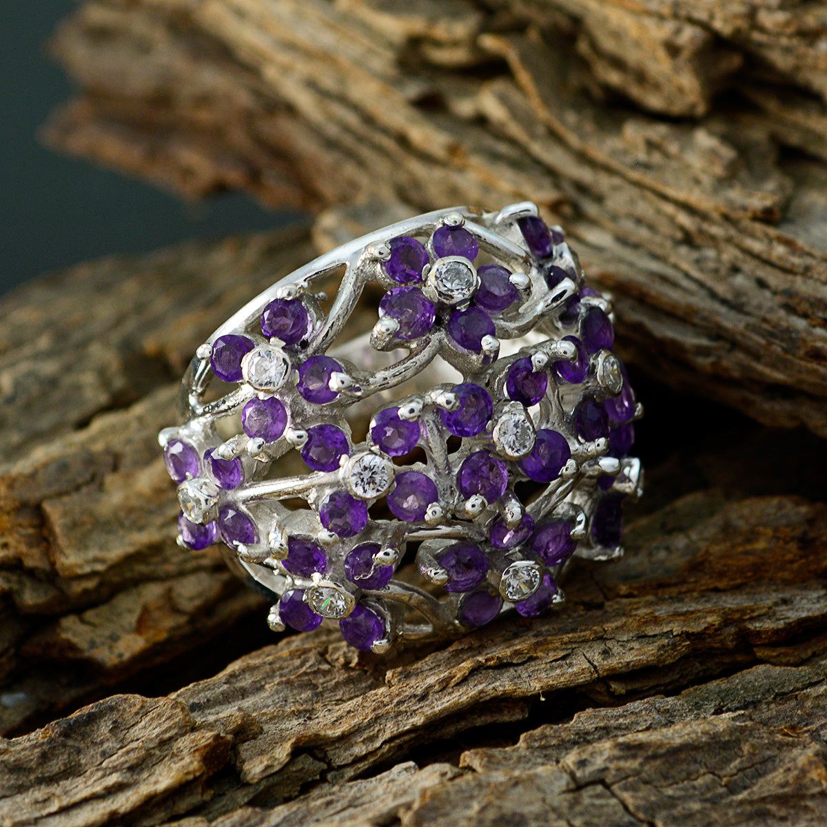 Isadora Floral Purple multiple Ring