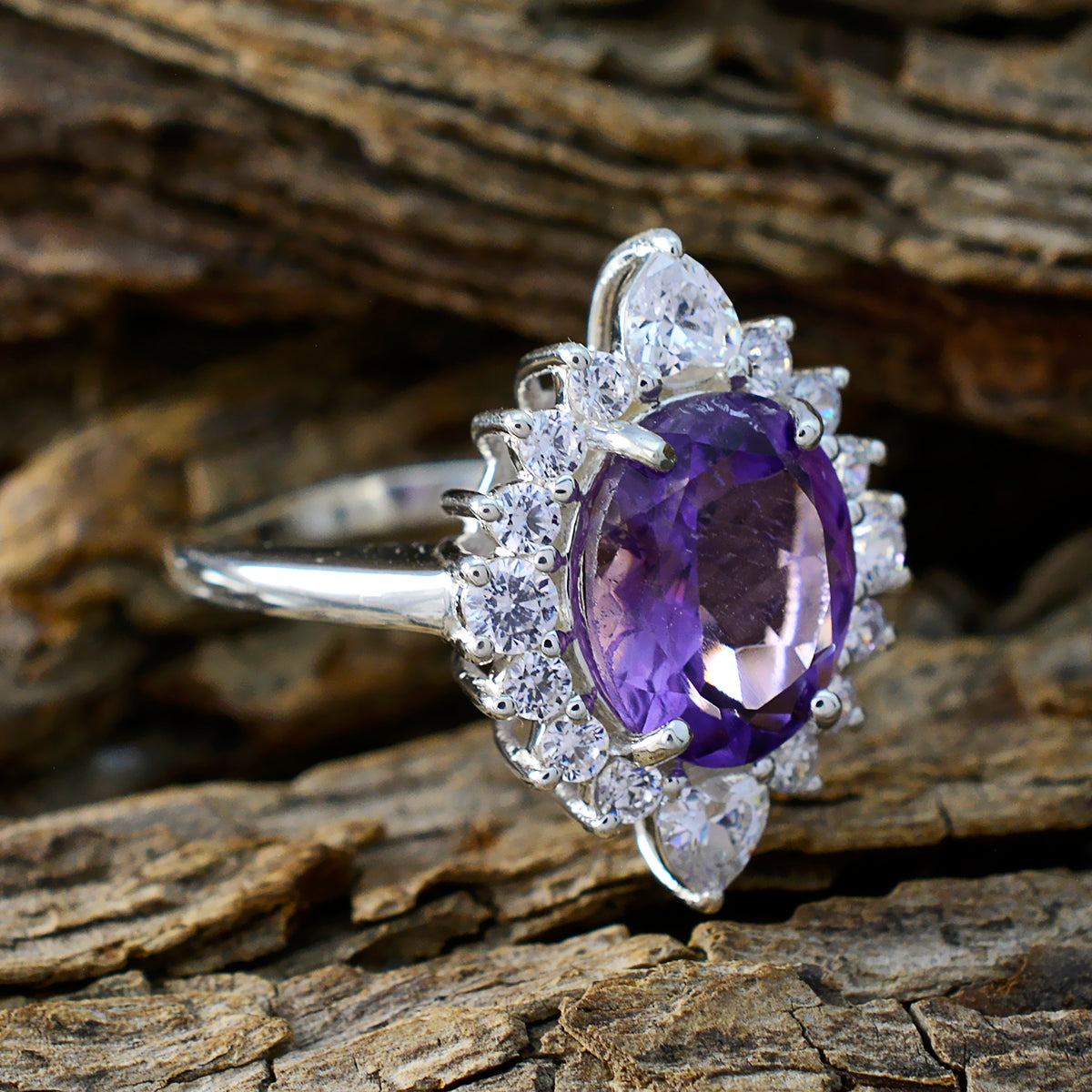 Camila Trendy Purple Halo Ring