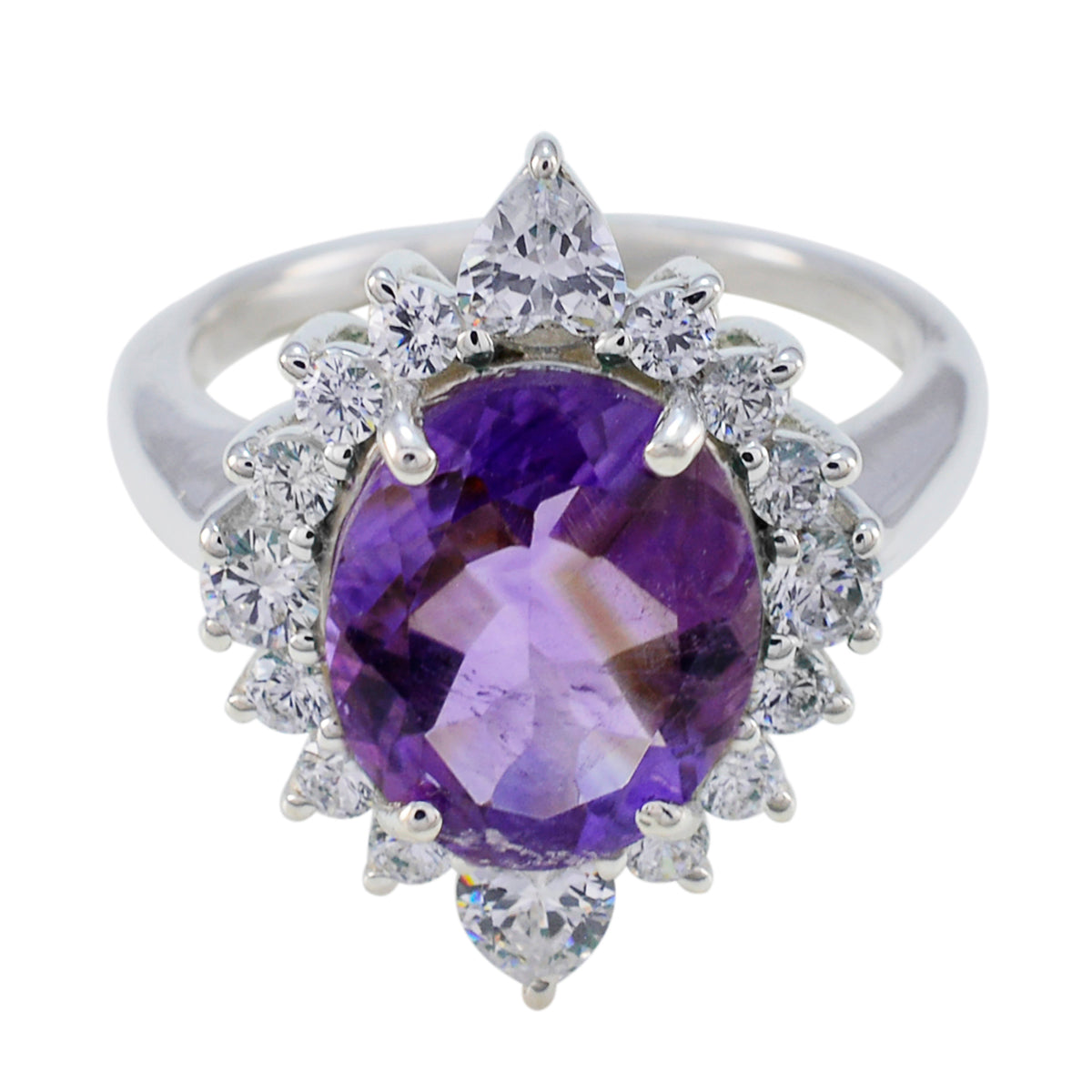 Camila Trendy Purple Halo Ring Amethyst Purple
