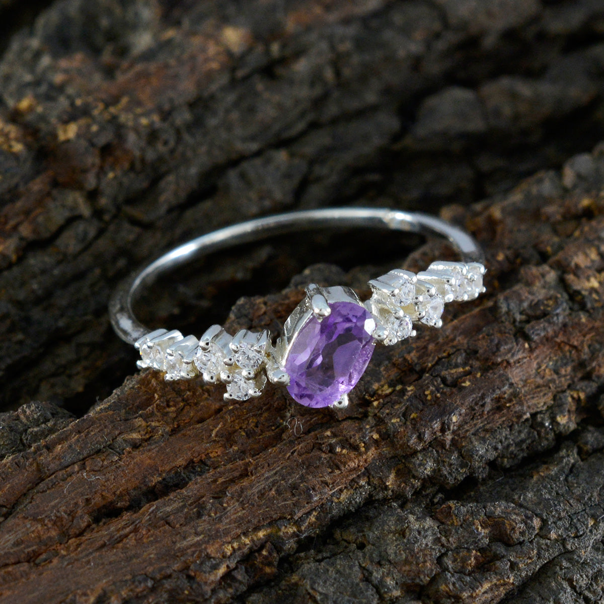 Lucy Modern Purple Halo Ring