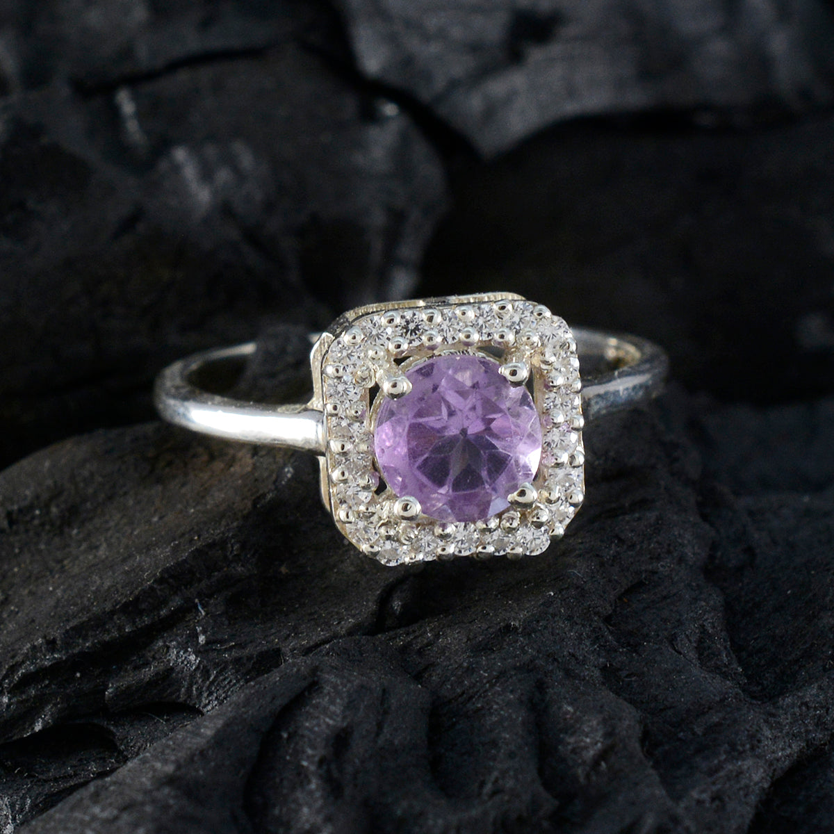 Mila Contemporary Purple Halo Ring
