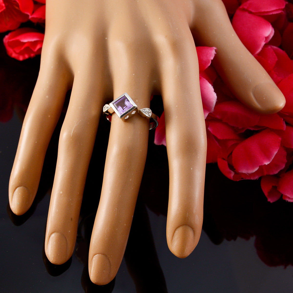 Meera Artisan Purple Halo Ring