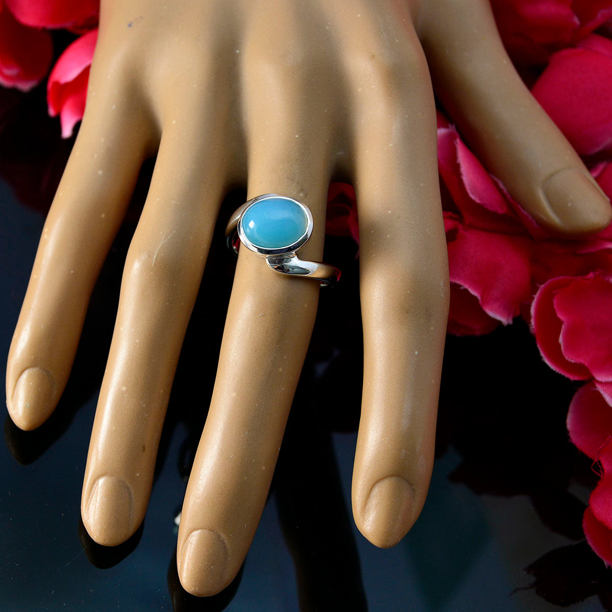 Amanda Contemporary Blue Solitaire Ring