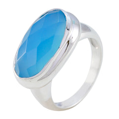 Addison Luxurious Blue Solitaire Ring Blue Chalcedony Blue
