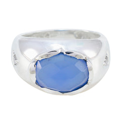 Renata Boho Blue Solitaire Ring Blue Chalcedony Blue