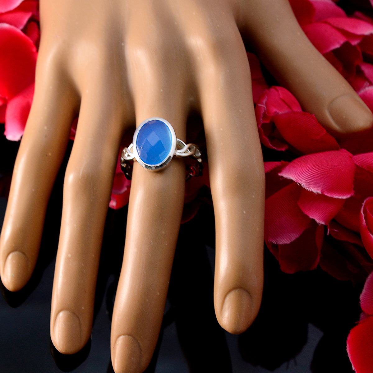 Nisa Contemporary Blue Solitaire Ring