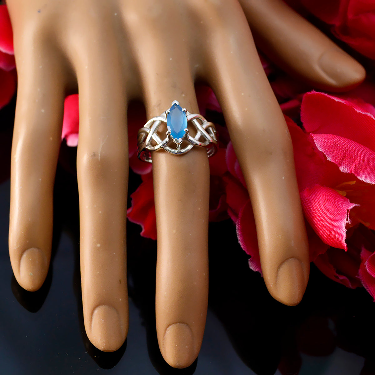 Carla Art Deco Blue Solitaire Ring