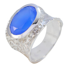 Ananya Oversized Blue Solitaire Band Blue Chalcedony Blue