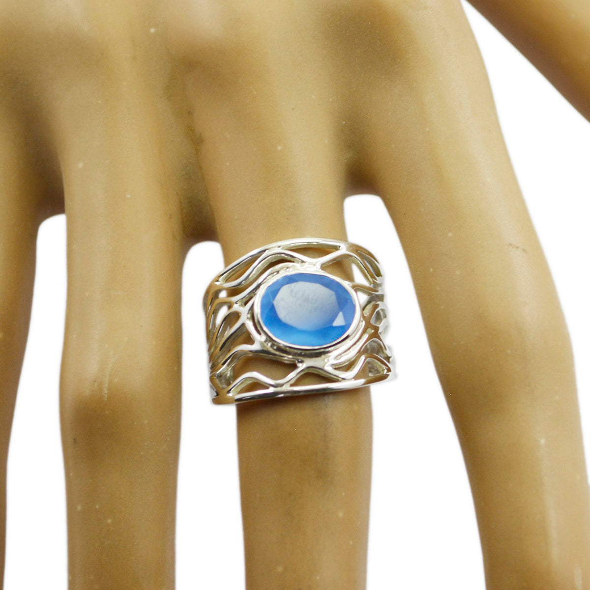 Evelyn Rope-Wire Blue Solitaire Ring