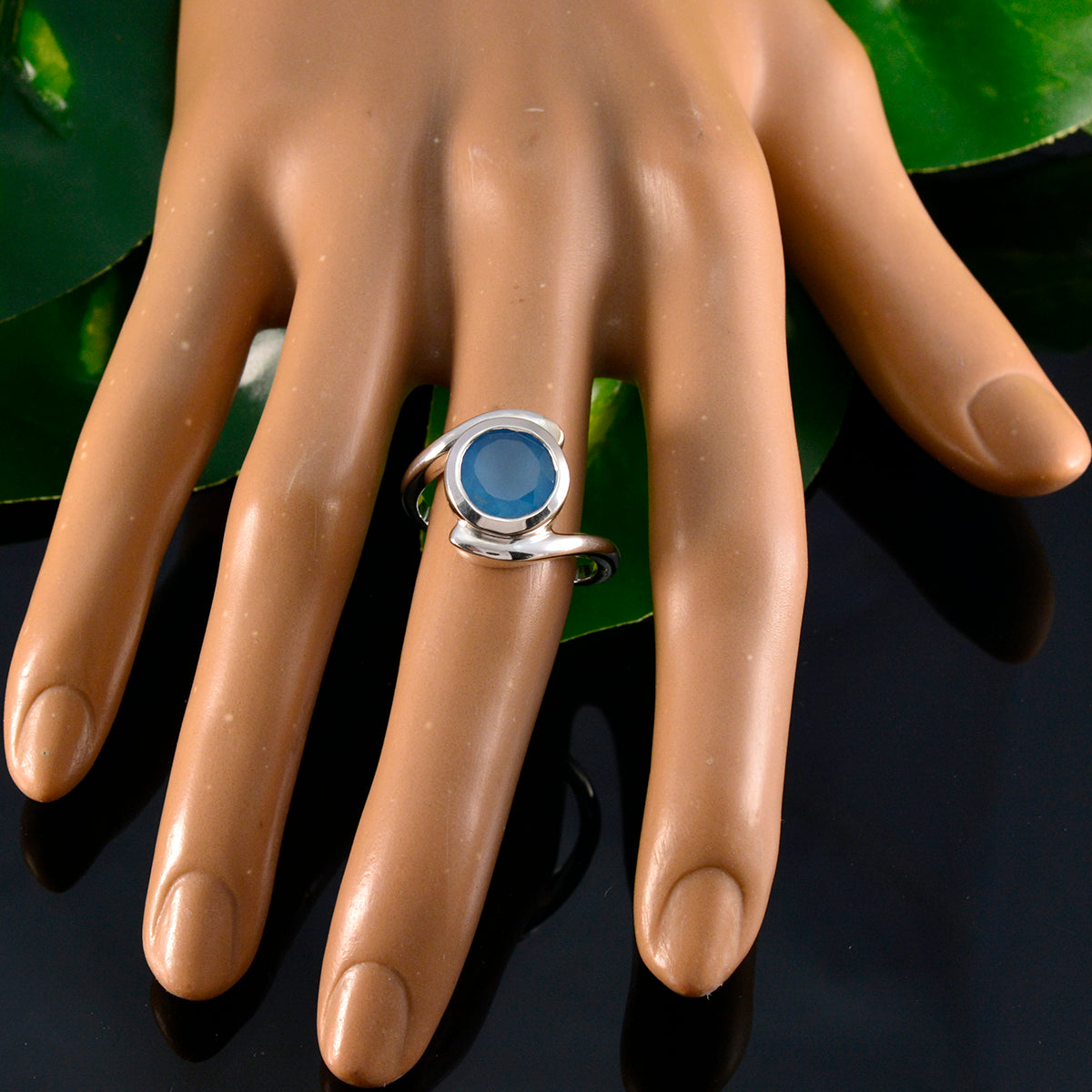 Valentina Contemporary Blue Solitaire Ring