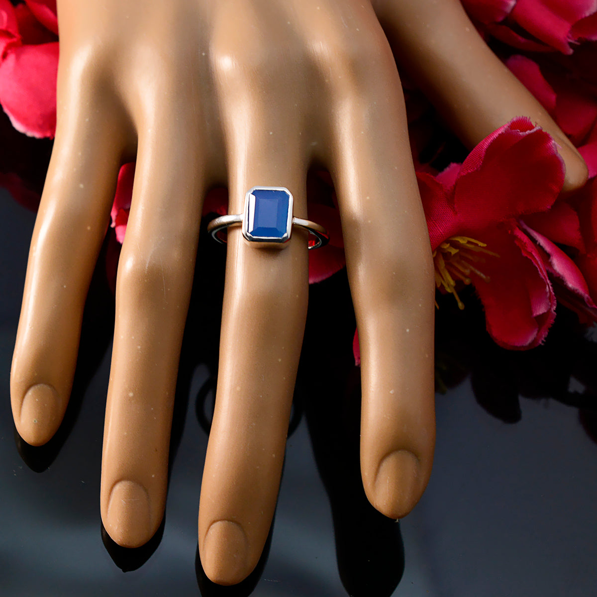 Anna Sophisticated Blue Solitaire Ring