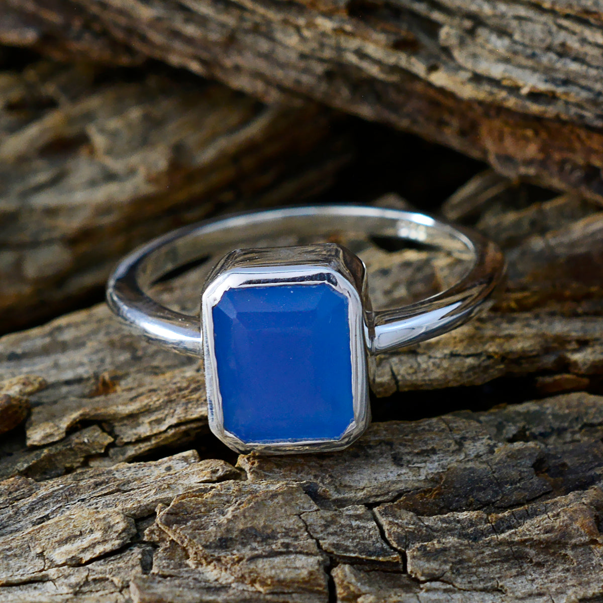 Anna Sophisticated Blue Solitaire Ring