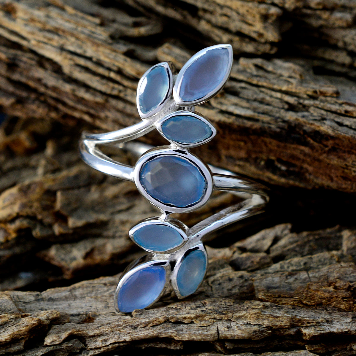 Sofía Leafy Blue Hepta Ring