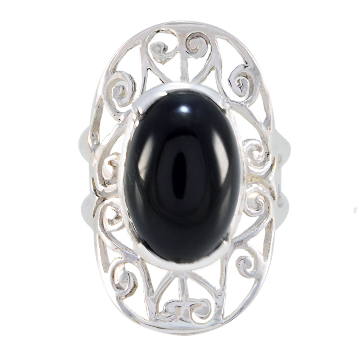 Violet Art Deco Black Solitaire Ring