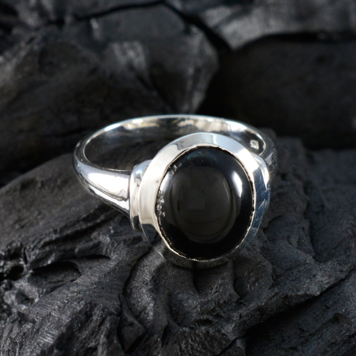 Emma Artisan Black Solitaire Ring