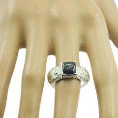 Olivia Art Deco Black Solitaire Ring